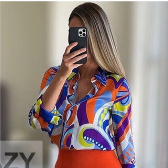 LAST ONE ❗️NWT ZARA BLOGGER FAVE GEOMETRIC BLOUSE - Picture 4 of 12